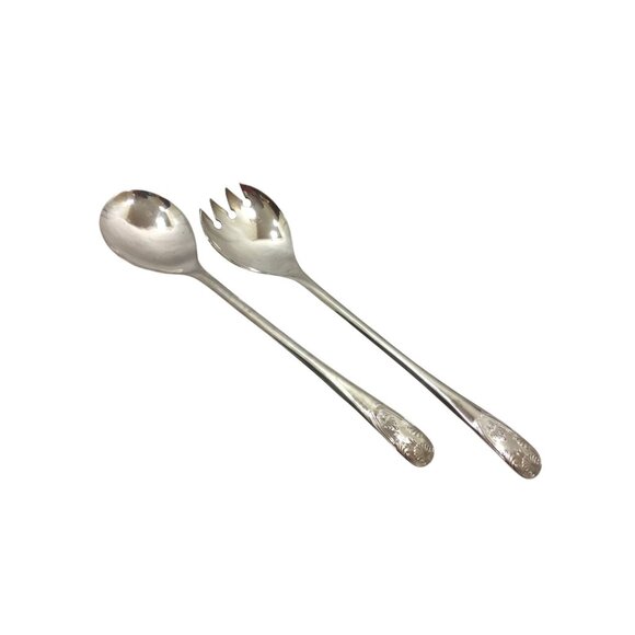 Vintage Italy Silverplate Salad Set Fork Spoon 25091 - Picture 1 of 4